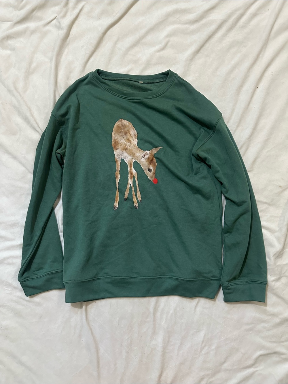 Forest Green Sweatshirt with Fawn Graphic